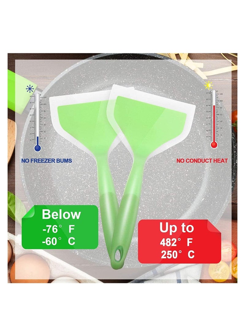SYOSI - Silicone Pancakes Shovel, Wide Spatula Turner Nonstick Fried Shovel Fish Spatula Silicone Wide Flexible Turner For Nonstick Cookware Egg Cookie Omelette (Green, 2 Pieces) - Image 1