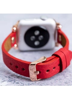 Vagave Apple Watch Compatible Women's Leather Band Slim 38 40 41 mm Red  - Image 2