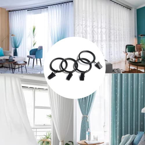 Datttcc 40 Pack Metal Curtain Rings with Clips, Drapery Clips with Rings, Curtain Hangers Clips for Home,Hotel and Office, Drapes Rings 1.26 inch Interior Diameter,Black - Image 5