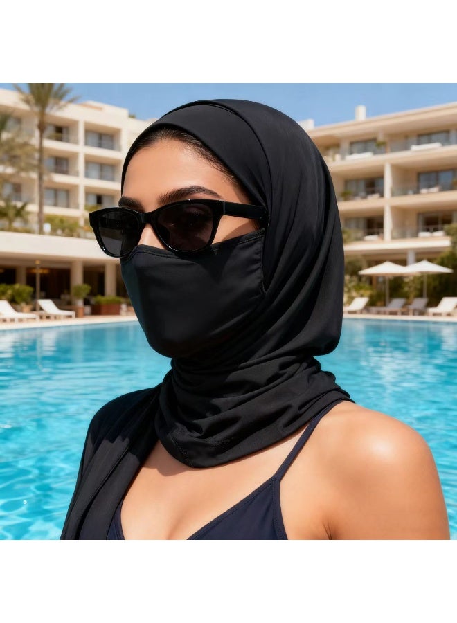 جيكومو قلادة رقبة سوداء ومقاومة للأشعة فوق البنفسجية | قلادة لرقبة والوجه | قناع وجه منعش للذكور والإناث | وشاح ومقاومة للشمس للمناطق الخارجية/الصحراء/السفر - Image 2
