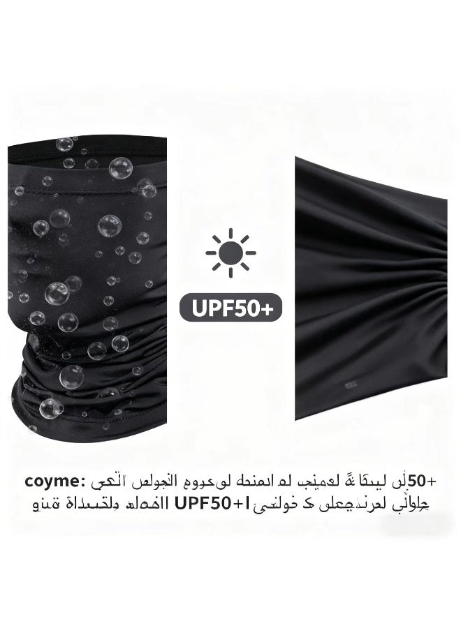 جيكومو قلادة رقبة سوداء ومقاومة للأشعة فوق البنفسجية | قلادة لرقبة والوجه | قناع وجه منعش للذكور والإناث | وشاح ومقاومة للشمس للمناطق الخارجية/الصحراء/السفر - Image 4