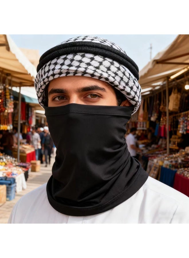 جيكومو قلادة رقبة سوداء ومقاومة للأشعة فوق البنفسجية | قلادة لرقبة والوجه | قناع وجه منعش للذكور والإناث | وشاح ومقاومة للشمس للمناطق الخارجية/الصحراء/السفر - Image 3