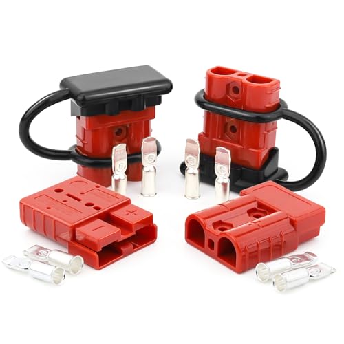 OXDFK 4 PCS 50A Battery Quick ConnectDisconnect for 612 Gauge Cables 12V36V Wire Harness Plug Kit Compatible with Anderson Connector for Car Bike ATV Winches Lifts Motors More Red - Image 1