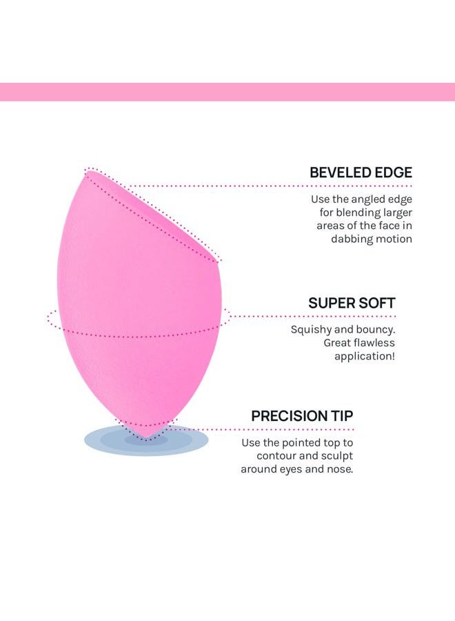 AOA Studio Collection Makeup Sponge Set Makeup Blender Latex Free and High-definition Super Soft Set of 6 Makeup Blender For Powder Cream and Liquid, Beauty Cosmetic Beveled Shape (Pink) - Image 4