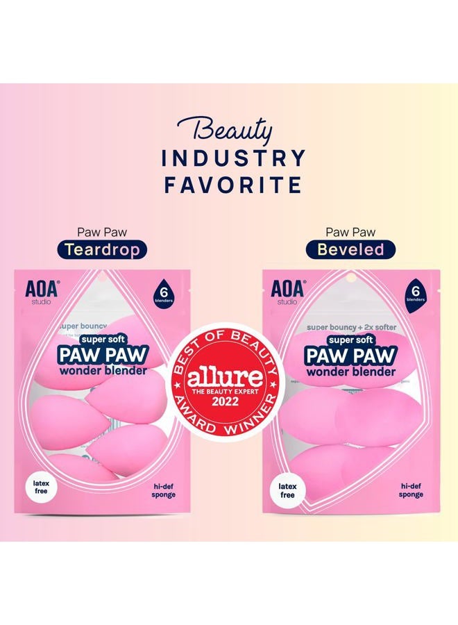 AOA Studio Collection Makeup Sponge Set Makeup Blender Latex Free and High-definition Super Soft Set of 6 Makeup Blender For Powder Cream and Liquid, Beauty Cosmetic Beveled Shape (Pink) - Image 2