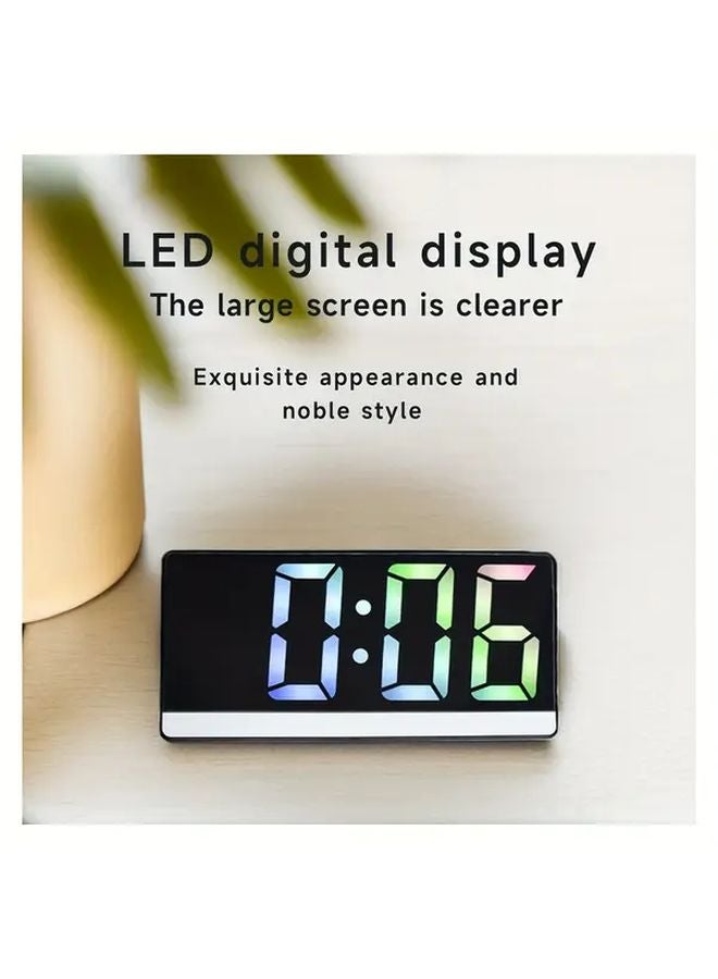 Black Digital Alarm Clock with Colorful LED Display Snooze Auto Dimming for Vision Protection - Image 3