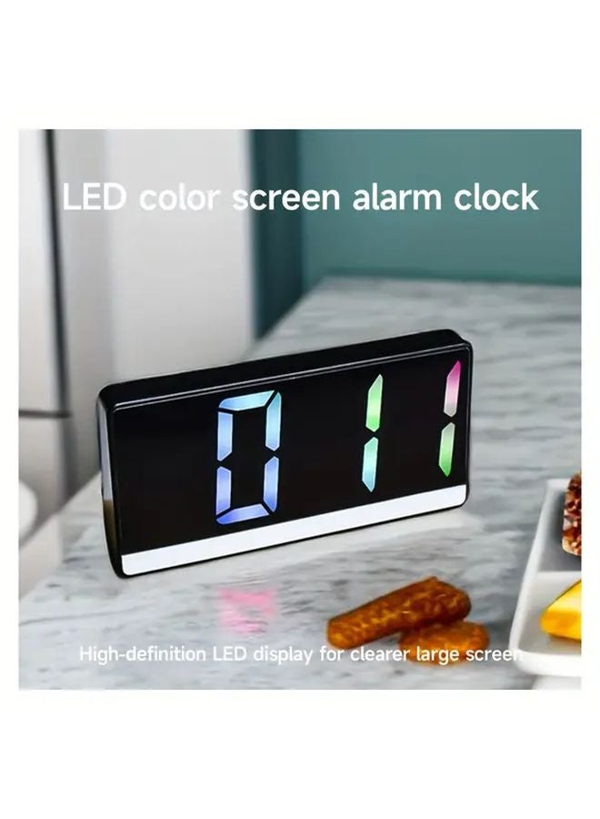 Black Digital Alarm Clock with Colorful LED Display Snooze Auto Dimming for Vision Protection - Image 5