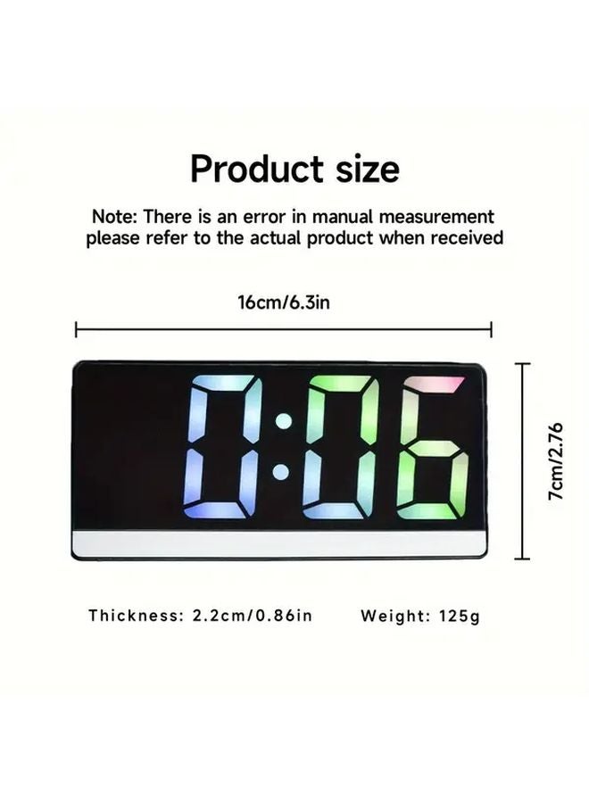 Black Digital Alarm Clock with Colorful LED Display Snooze Auto Dimming for Vision Protection - Image 4