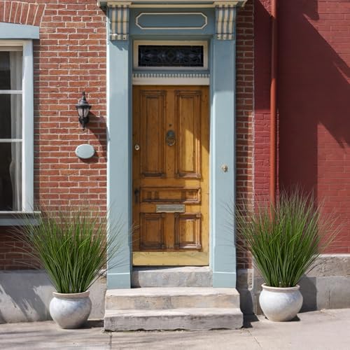 Uqueeten 12PCS Fake Plants Artificial Wheat Grass Greenery Plastic Plants Fake Grass Artificial Plants for Outdoor Decor Artificial Grass Plant with Greenery Stems for Indoor Home Decoration 26.4" - Image 5