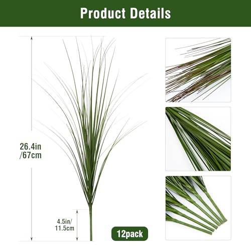 Uqueeten 12PCS Fake Plants Artificial Wheat Grass Greenery Plastic Plants Fake Grass Artificial Plants for Outdoor Decor Artificial Grass Plant with Greenery Stems for Indoor Home Decoration 26.4" - Image 3