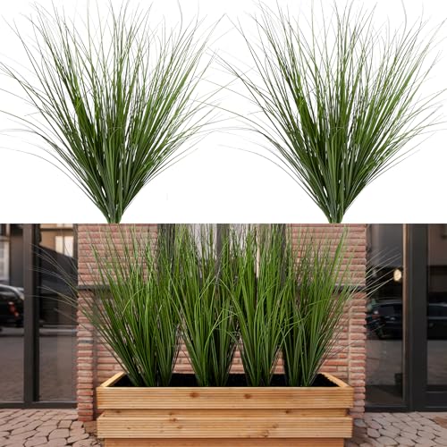 Uqueeten 12PCS Fake Plants Artificial Wheat Grass Greenery Plastic Plants Fake Grass Artificial Plants for Outdoor Decor Artificial Grass Plant with Greenery Stems for Indoor Home Decoration 26.4" - Image 1