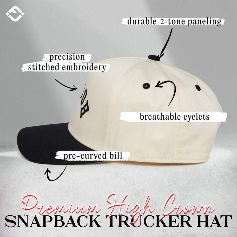 Funky Junque Two Tone Vintage Snapback Hat - Howdy (Upside Down) - Black/Beige - Image 3
