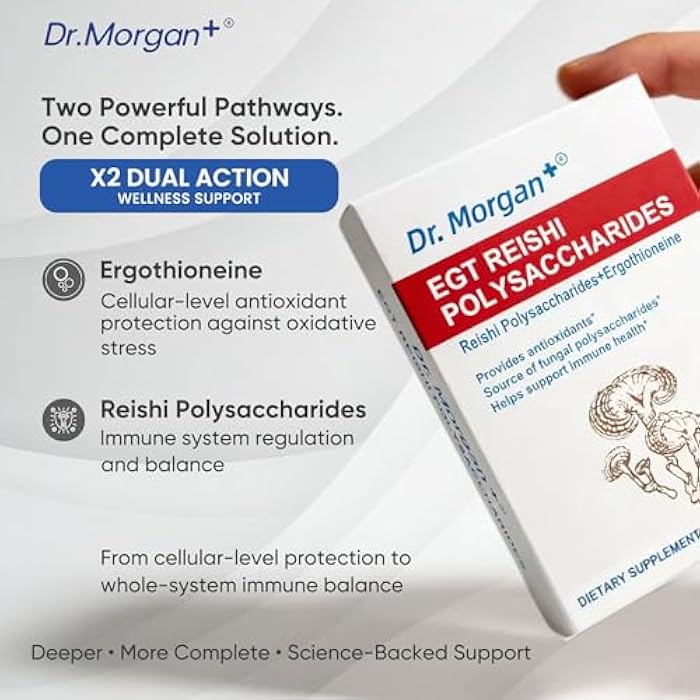 Dr. Morgan EGT + Reishi Polysaccharides Supplement, 99% Pure Ergothioneine & 40% Polysaccharides Reishi,Antioxidant for Cellular Health & Immune Support, Vegan, Third-Party Tested, Made in Canada - Image 3