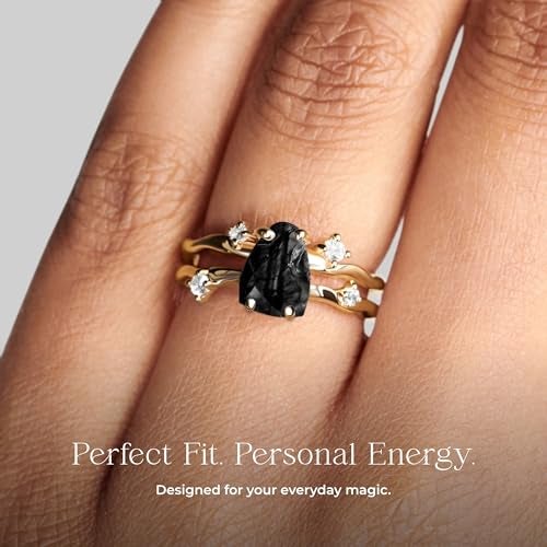 Moon Magic Authentic Moonstone Ring for Women | Amethyst, Aquamarine, Black Obsidian Ring Flow/Real 925 Sterling Silver | 18k Rose and Yellow Gold Raw Crystal Rings for Women/Genuine Gemstone Jewelry - Image 2
