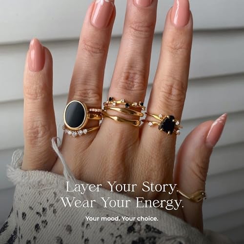 Moon Magic Authentic Moonstone Ring for Women | Amethyst, Aquamarine, Black Obsidian Ring Flow/Real 925 Sterling Silver | 18k Rose and Yellow Gold Raw Crystal Rings for Women/Genuine Gemstone Jewelry - Image 4