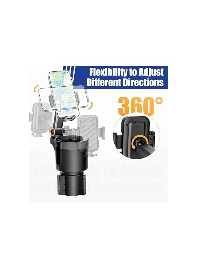 S-TOP Cup Holder Phone Holder, 2-in-1 Universal Cup Holder, Expander Adjustable Base with Phone Mount, Long Arm with 360°Rotation Cup Holder, Compatible with iPhones Android Phones - Image 2