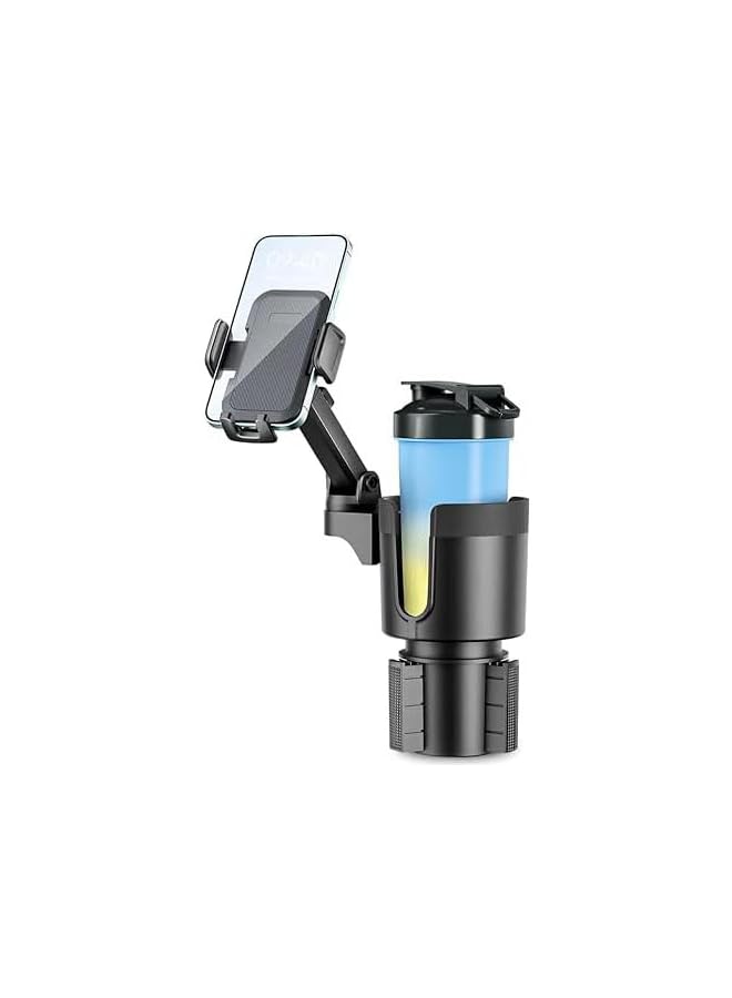 S-TOP Cup Holder Phone Holder, 2-in-1 Universal Cup Holder, Expander Adjustable Base with Phone Mount, Long Arm with 360°Rotation Cup Holder, Compatible with iPhones Android Phones - Image 1