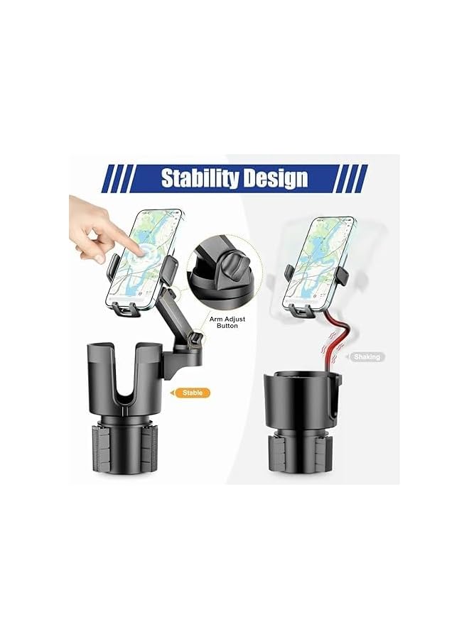 S-TOP Cup Holder Phone Holder, 2-in-1 Universal Cup Holder, Expander Adjustable Base with Phone Mount, Long Arm with 360°Rotation Cup Holder, Compatible with iPhones Android Phones - Image 3