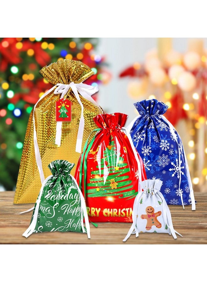 kockuu 32Pcs Large Christmas Gift Bags, Holiday Drawstring Gift Bags Reusable Foil Present Santa Wrapping Bags With Gift Tag Cards Ribbon Ties For Big Xmas Presents Party Decorations Holiday Gift Giving - Image 1