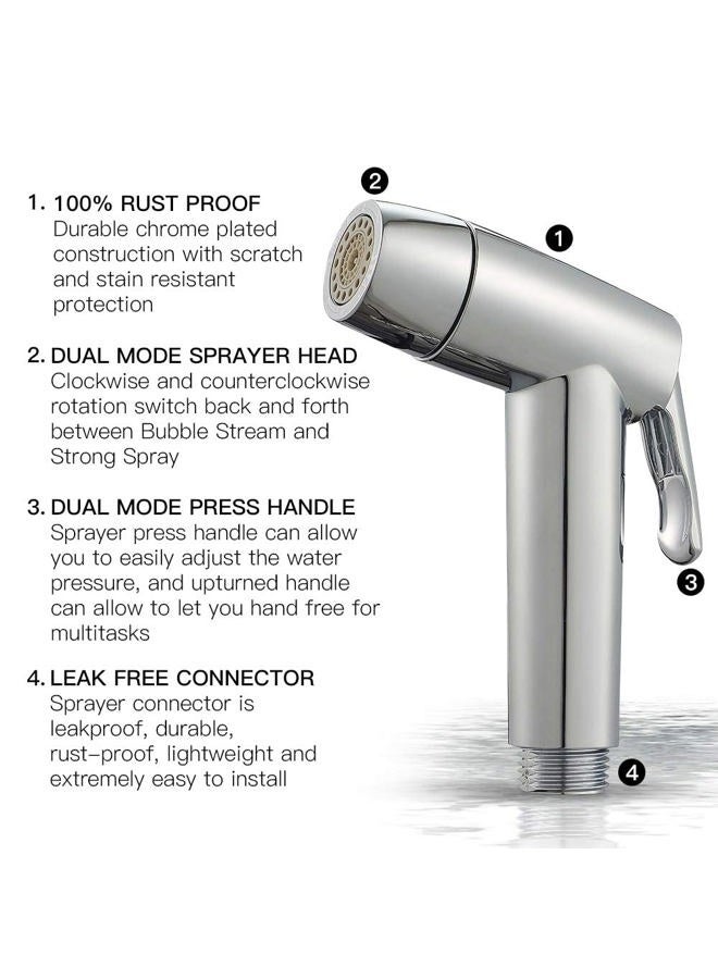Houtingmaan Kitchen Side Sprayer,Dual Function Kitchen Sink Sprayer with Adjustable Flow Controller,Kitchen Faucet Sprayer Replacement Chrome,Faucet Pull Out Sprayer with Hose,Holder and 10 Adapters - Image 4