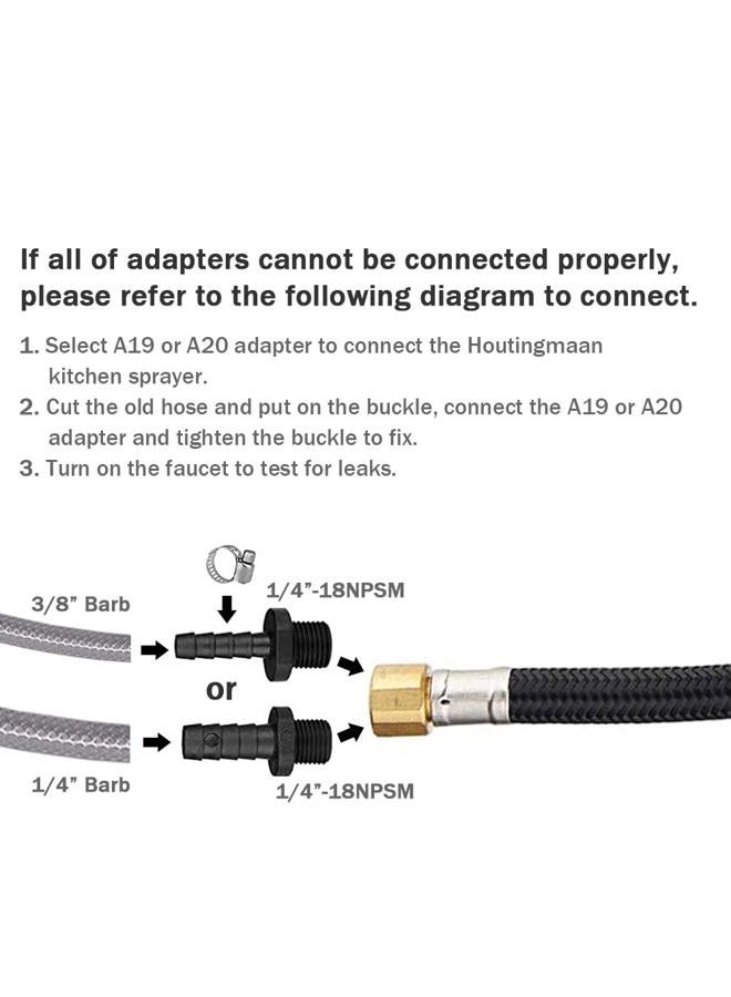 Houtingmaan Kitchen Side Sprayer,Dual Function Kitchen Sink Sprayer with Adjustable Flow Controller,Kitchen Faucet Sprayer Replacement Chrome,Faucet Pull Out Sprayer with Hose,Holder and 10 Adapters - Image 3
