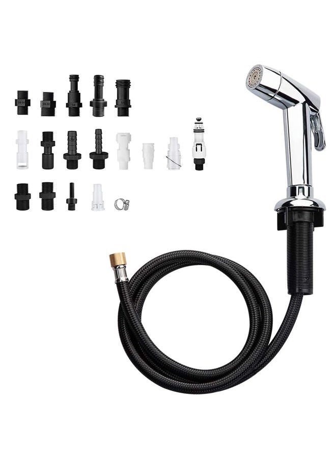 Houtingmaan Kitchen Side Sprayer,Dual Function Kitchen Sink Sprayer with Adjustable Flow Controller,Kitchen Faucet Sprayer Replacement Chrome,Faucet Pull Out Sprayer with Hose,Holder and 10 Adapters - Image 1