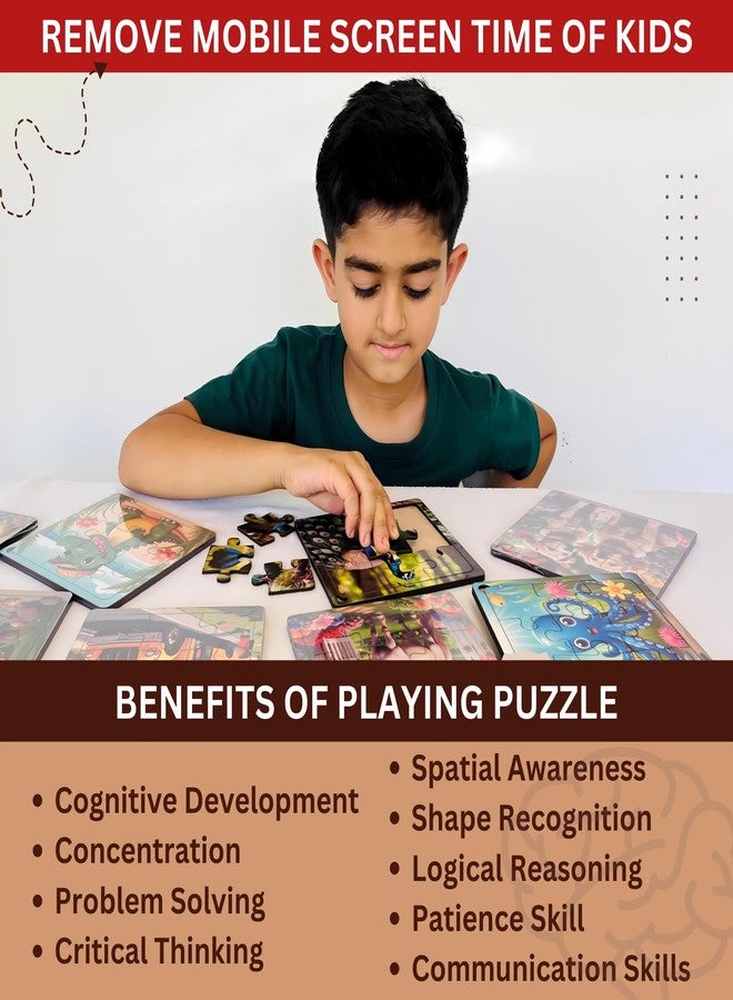 CRAFTICK Hindi Varnamala Wooden Board Puzzle | Jigsaw Swar Hindi Alphabets Toy for kids age 3-8 | Hindi Shabd Rachna | Consonants puzzle for kids | Montessori Educational Pre-School Kids - Image 5