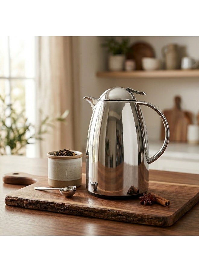 EMSA Auberge Quick Tip Vacuum Flask 0.35L – Chrome Compact Thermal Jug for Hot & Cold Beverages – Made in Germany - Image 3