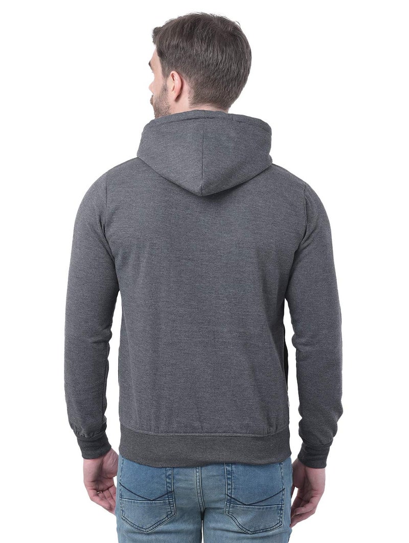 Ben Martin Cotton Blend Men's Cotton Polyester Regular Fit Standard Length Hooded Hoodie-(Dark Grey Medium) - Image 4