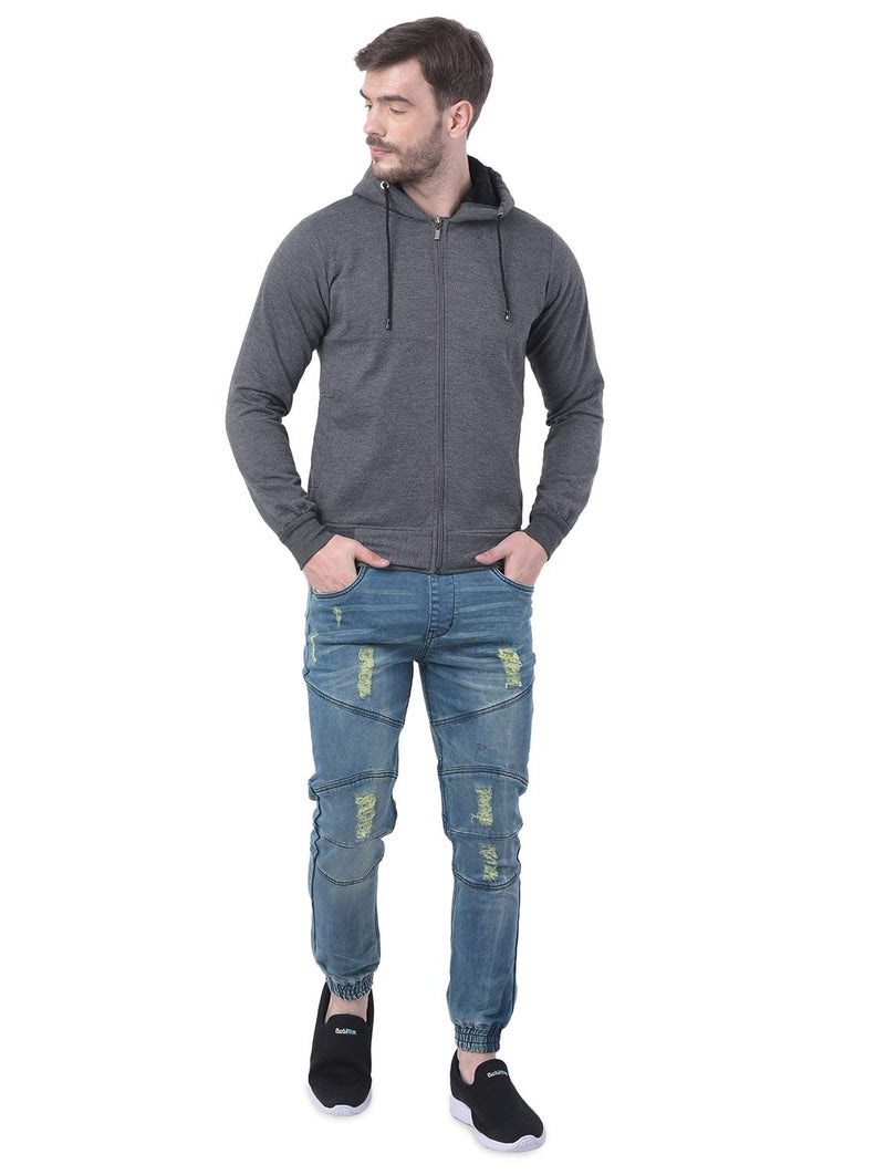 Ben Martin Cotton Blend Men's Cotton Polyester Regular Fit Standard Length Hooded Hoodie-(Dark Grey Medium) - Image 5