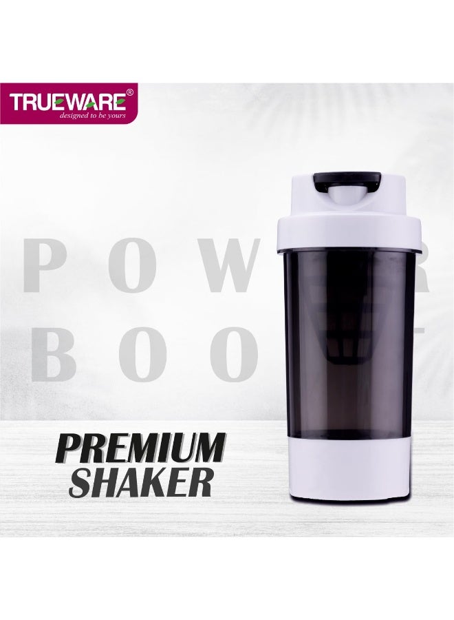 Trueware خلاط ترووير باور بوست الرياضي | بلاستيك | أبيض وأسود | مانع للتسرب | مثالي للبروتين | خالٍ من مادة BPA | خلاط مثالي للتمارين الرياضية لمحبي اللياقة البدنية | غطاء سهل الإمساك للعصائر ومشروبات البروتين - Image 3