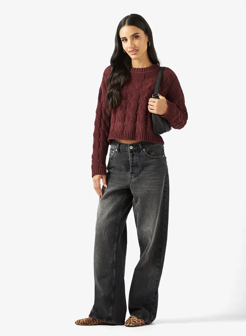 ONLY  Onlelly Life Cabel Long Sleeve Crew Neck Pullover Sweater for Women | Best Price UAE