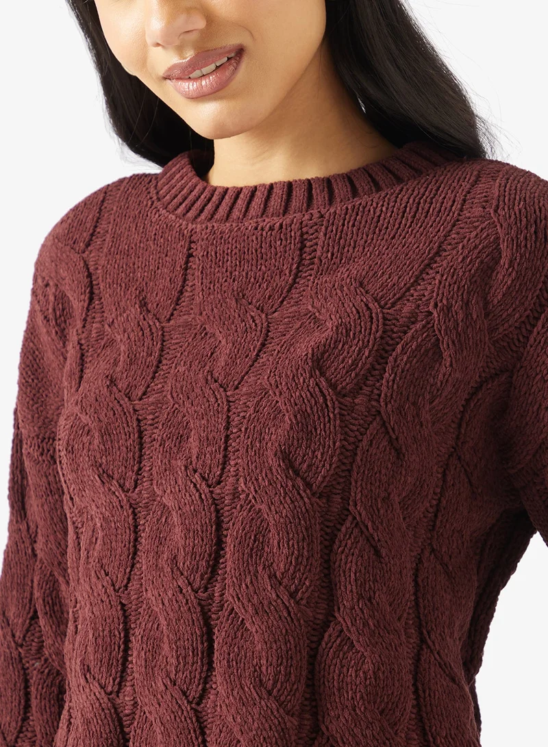 ONLY  Onlelly Life Cabel Long Sleeve Crew Neck Pullover Sweater for Women | Best Price UAE