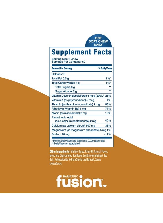 Bariatric Fusion Bariatric Calcium Chews | Calcium Citrate with Vitamin D3 Calcium Supplement Bariatric Vitamin | Sugar Free Calcium Citrate Chewable | Calcium Citrate 500mg | Vanilla | 60 Count - Image 3
