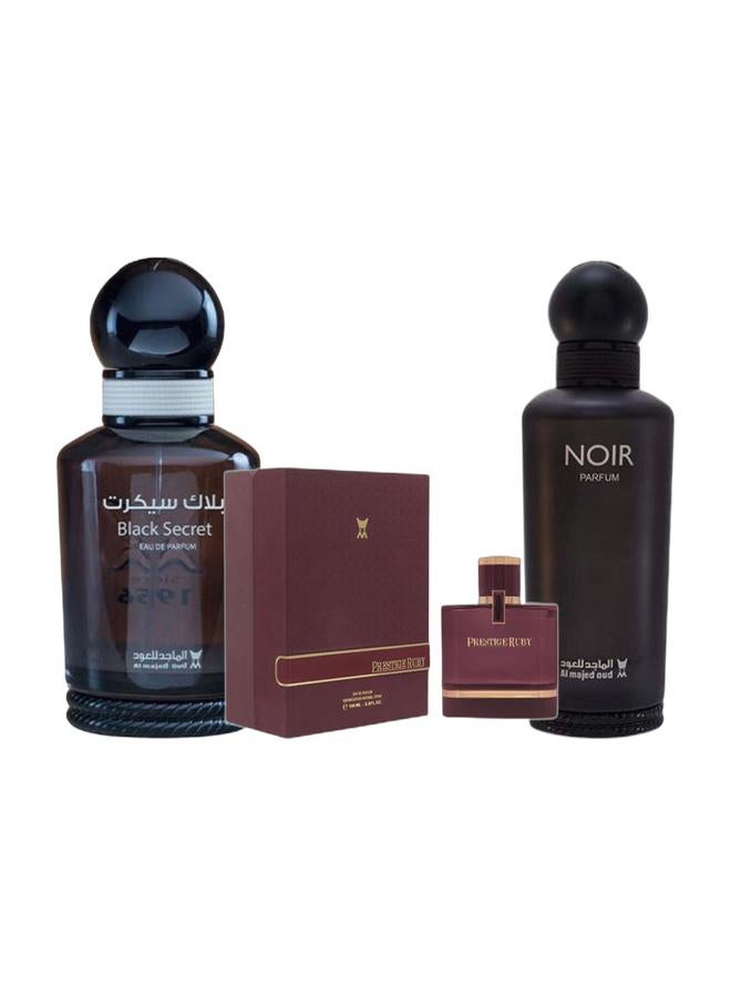  Al Majed Oud Prestige Ruby Perfume, Black Secret Classic Perfume 100ml and Noir Perfume 150ml - Image 1