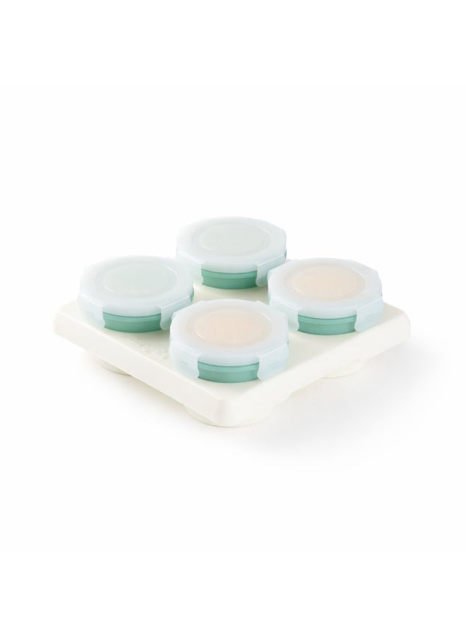 2angels Silicone Baby Food Storage Containers with Lid - Summer Leaf - 60ml X 4 - Image 1