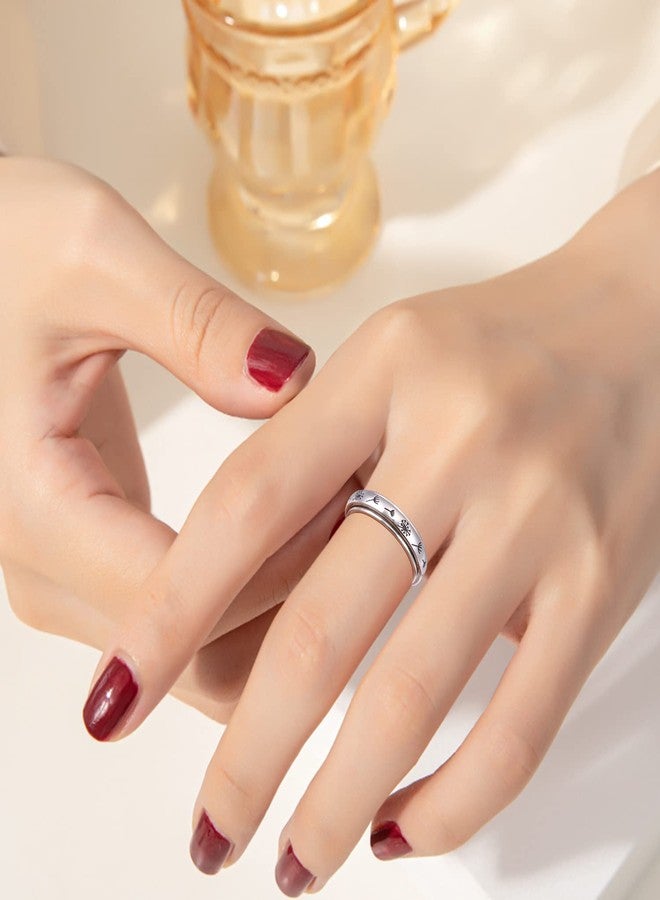 Flyow Mother's Day Gifts Just Breathe Spinner Ring for Women 925 Sterling Silver Dandelion Fidget Rings for Anxiety Stress Relieving ADHD Autism Rings Inspirational Boho Band Ring (8) - Image 3