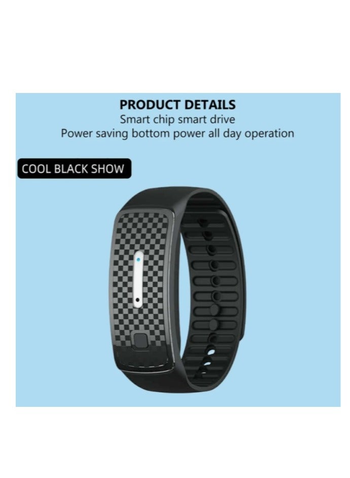 Generic Reusable Mosquito Repellent Bracelets Portable Electronic Anti Mosquito Pest Rechargeable (Black) - Image 2
