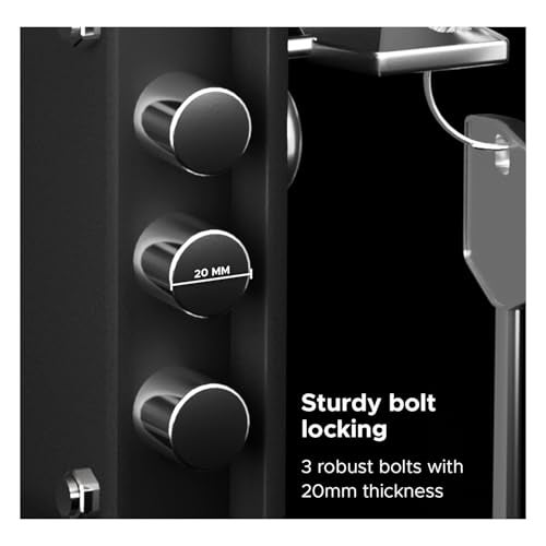 Lifelong 8.6L Home Safe Locker with Key | Security Box for Home & Office | Strong Metal Safe - 5 mm Thick Door | Personal Locker for Cash, Jewellry & Documents (LLHSM01, Black) - Image 4