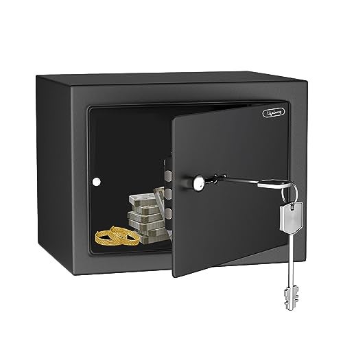 Lifelong 8.6L Home Safe Locker with Key | Security Box for Home & Office | Strong Metal Safe - 5 mm Thick Door | Personal Locker for Cash, Jewellry & Documents (LLHSM01, Black) - Image 1