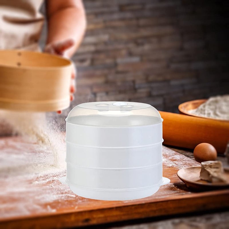 3 طبقة جهاز تبخير طعام الميكروويف خالٍ من مادة BPA طبق للخضار والأسماك أواني طهي محمولة - Image 5