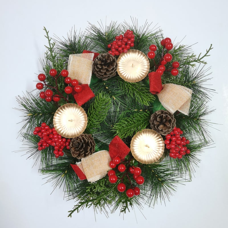 Forest-Style Christmas Wreath Creative Ornaments El Atmosphere Arrangement Candlestick Decorations Pine Cone Pine Needle Wreath - Image 1
