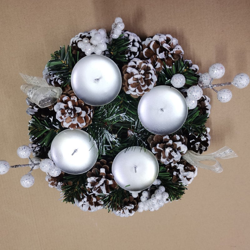 Forest-Style Christmas Wreath Creative Ornaments El Atmosphere Arrangement Candlestick Decorations Pine Cone Pine Needle Wreath - Image 4