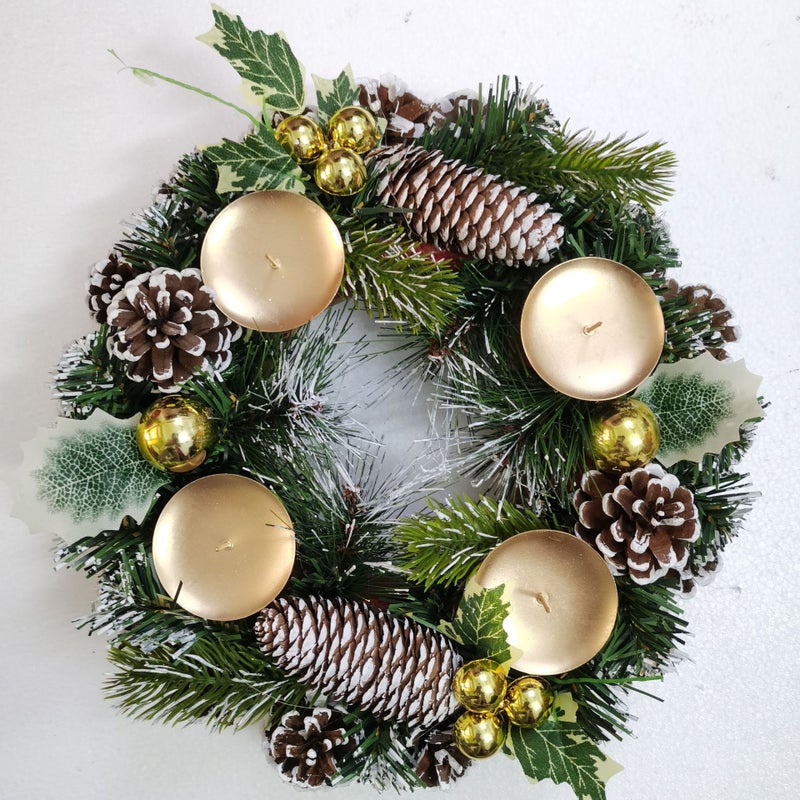 Forest-Style Christmas Wreath Creative Ornaments El Atmosphere Arrangement Candlestick Decorations Pine Cone Pine Needle Wreath - Image 3