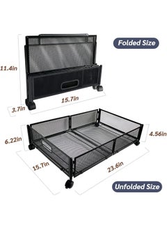 INDIDECOR INDIAN DECOR 44445 Under Bed Storage With Wheels Foldable Underbed Storage Containers Large Wrought Metal for Clothes Storage Basket Movable2 pieces White  - Image 5