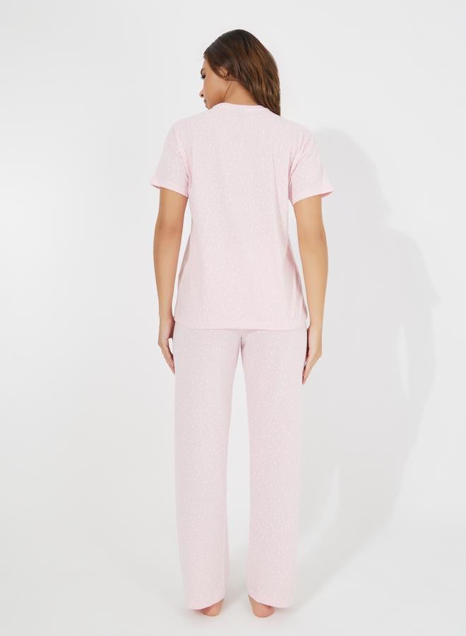 ستايلي طقم بيجاما وتيشيرت بنقاط البولكا - Image 5