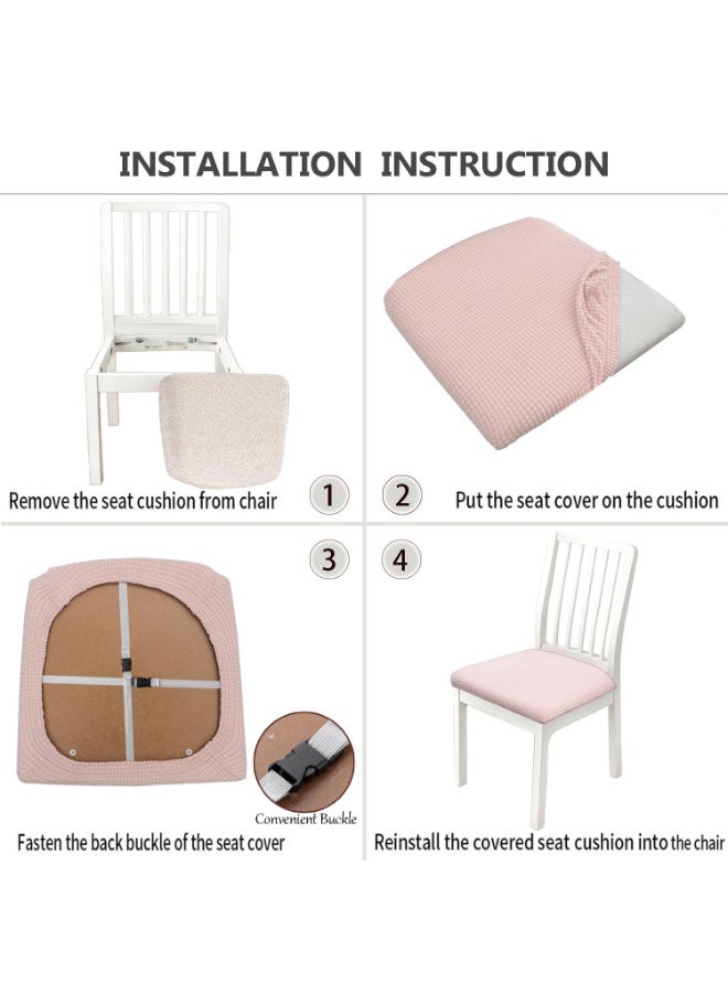 Stretch Velvet Dining Chair Seat Covers, Elastic Removable Chair Seat Slipcovers Protector for Dining Room, Set of 4, Beige - Image 4