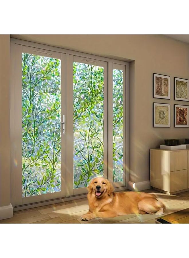 3D Rainbow Privacy Window Film 17.52x78.74 Inches Electrostatic Mist Flower Decal - Image 1
