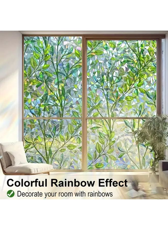 3D Rainbow Privacy Window Film 17.52x78.74 Inches Electrostatic Mist Flower Decal - Image 2