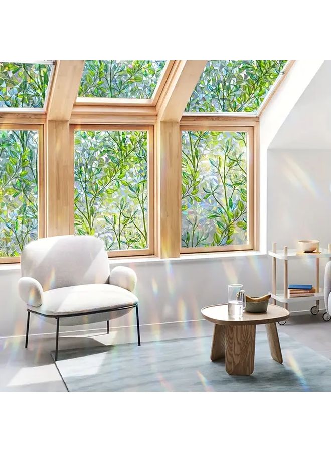 3D Rainbow Privacy Window Film 17.52x78.74 Inches Electrostatic Mist Flower Decal - Image 3